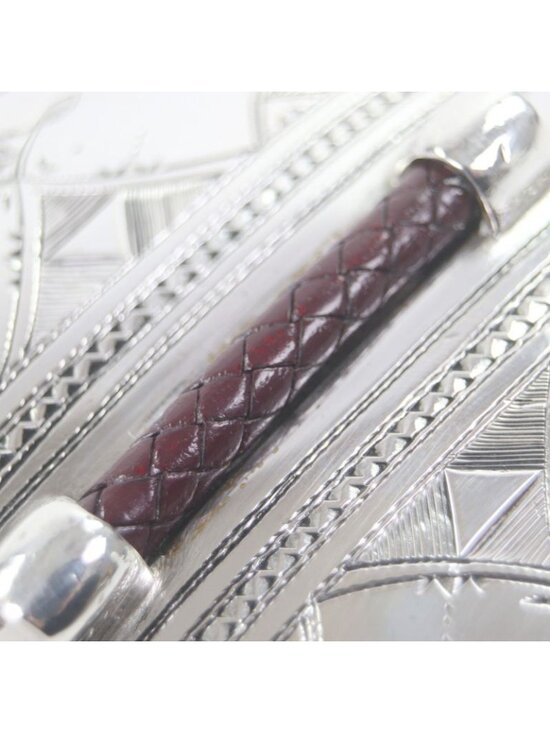 Hermes 925 Leather Touareg Hand Carved Carving Design Hairline Oval Belt Buckle main image 4
